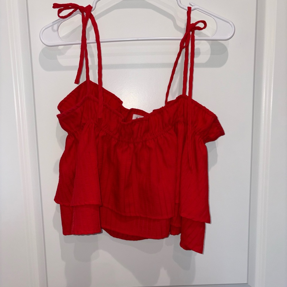 Red Ruffled Crop Top